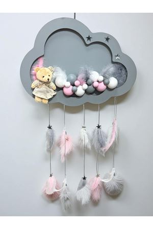 Led'li Kız Bebek Kapı Süsü Gri