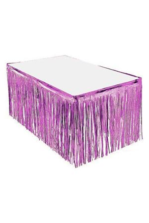 Püsküllü Metalize Masa Eteği Lila