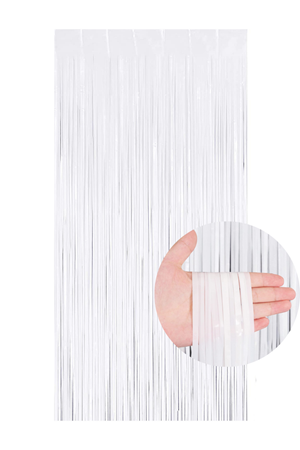 Metalize Arka Fon Perde Beyaz