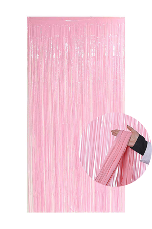 Metalize Arka Fon Perde Bebe Pembe