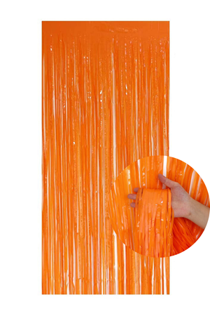 Metalize Arka Fon Perde Turuncu