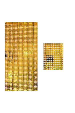 Metalize Arka Fon Perde Kare Gold