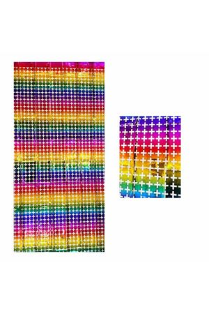 Metalize Arka Fon Perde Kare Gökkuşağı