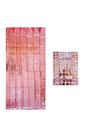 Metalize Arka Fon Perde Kare Pembe