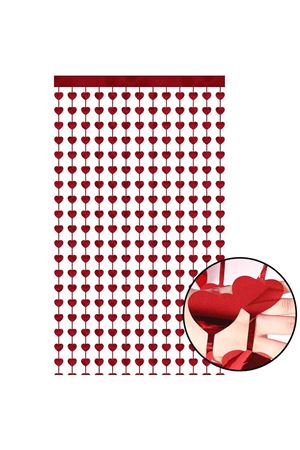 Metalize Arka Fon Perde Kalpli Kırmızı