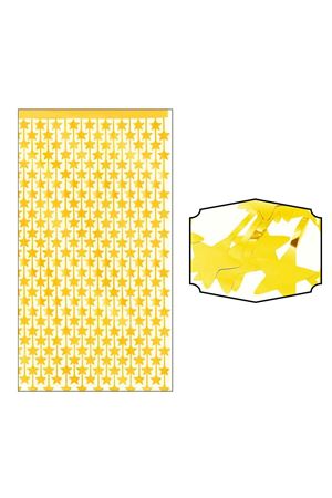 Metalize Arka Fon Perde Yıldızlı Sarı