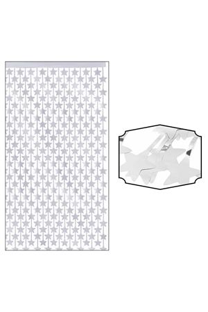 Metalize Arka Fon Perde Yıldızlı Gümüş