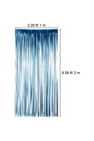 Metalize Arka Fon Perde Deniz Mavisi