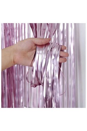 Metalize Arka Fon Perde İnci Pembe