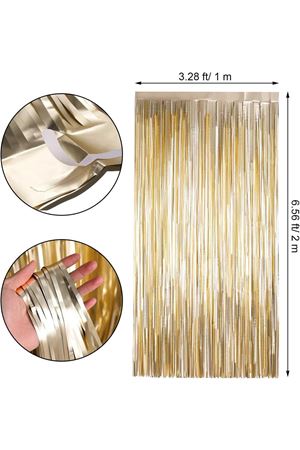 Metalize Arka Fon Perde İnci Gold