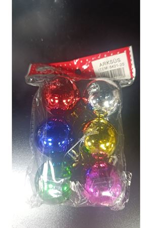 Yılbaşı Ağaç Topu 6 cm 6'lı 6421-19 Karışık Renkli