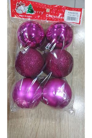 Yılbaşı Ağaç Topu 6 cm 6'lı 6421-6 Pembe