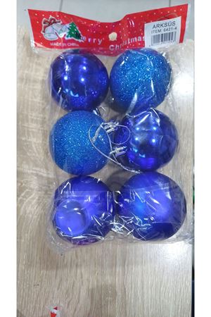 Yılbaşı Ağaç Topu 6 cm 6'lı 6421-4 Mavi