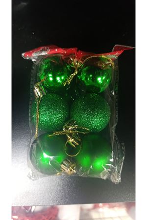 Yılbaşı Ağaç Topu 6 cm 6'lı 6421-5 Yeşil