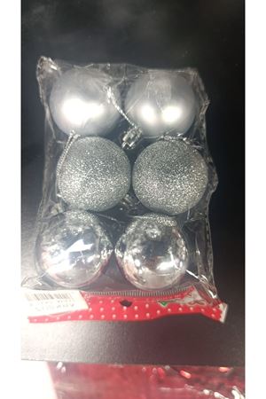 Yılbaşı Ağaç Topu 6 cm 6'lı 6421-2 Gümüş
