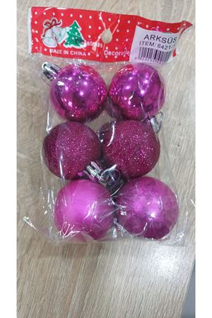 Yılbaşı Ağaç Topu 4 cm 6'lı 6421-12 Pembe