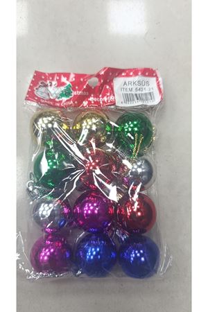 Yılbaşı Ağaç Topu 3 cm 12'li 6421-21 Karışık Renkli