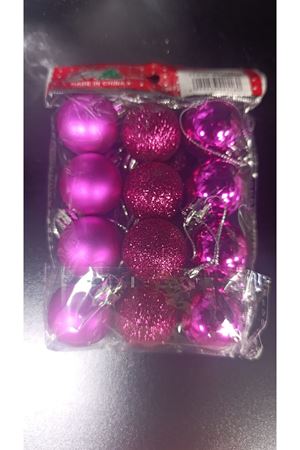 Yılbaşı Ağaç Topu 3 cm 12'li 6421-18 Pembe