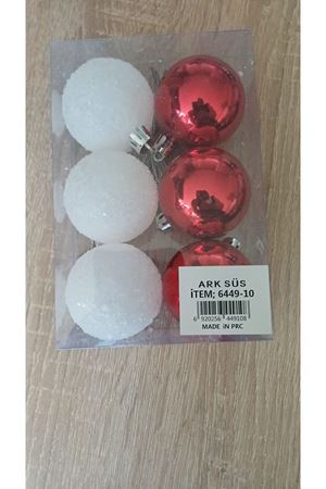 Yılbaşı Ağaç Topu 6'lı 6449-10  Karışık Renkli