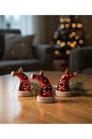 Yılbaşı Ağaç Süsü Noel Şapka 3'lü 6421-33