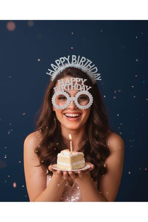 Taç Gözlük Set 2117-14 Happy Birthday Simli