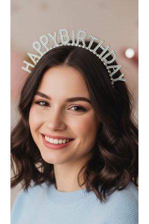 Taç 1569-11 Happy Birthday Taşlı Boncuklu