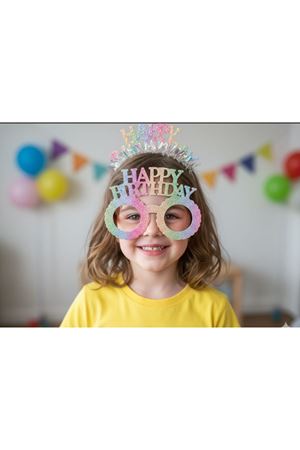 Taç Gözlük Set 1569-12 Happy Birthday Simli