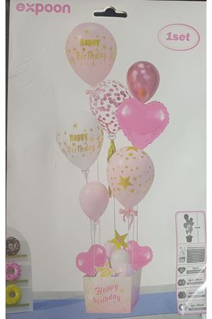 Balon Standı 142406 Happy Birthday Pembe