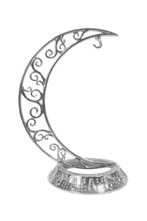 Ramazan Dekoratif Masa Üstü Hilal Gümüş Plastik Tabanlı