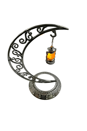 Ramazan Dekoratif Masa Üstü Hilal Gümüş Plastik Tabanlı