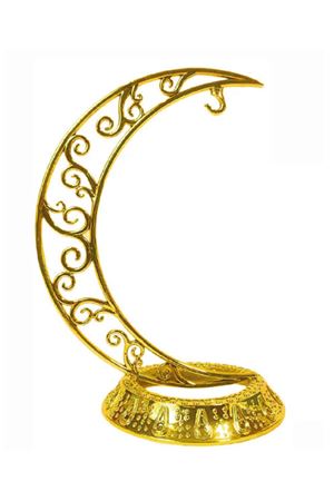 Ramazan Dekoratif Masa Üstü Hilal Gold Plastik Tabanlı