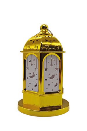 Ramazan Dekoratif Fener Ledli 16 cm Gold
